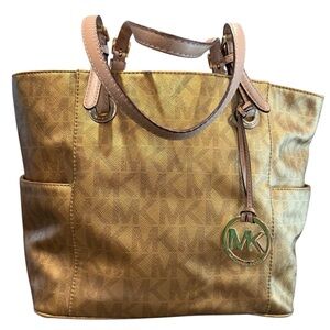 Michael Kors Jet Set tote bag metallic gold purse signature logo